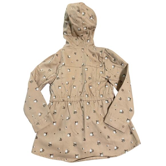 NWOT Little Lass Size 5 Girl Kid Tan Utility Tan Floral Full Zip Jacket Gold - Picture 2 of 5